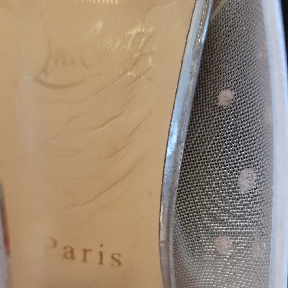 Christian Louboutin Follies Crystal Embellished Silver Pumps 100 Heel Sz38.5 - Picture 3 of 16